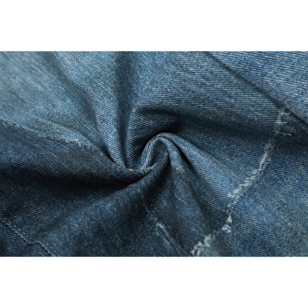 Deconstructed Cut Blue Patch Jeans - APEX MADE