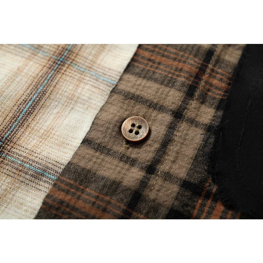 Graffiti Patchwork Plaid Shirt - APEX MADE