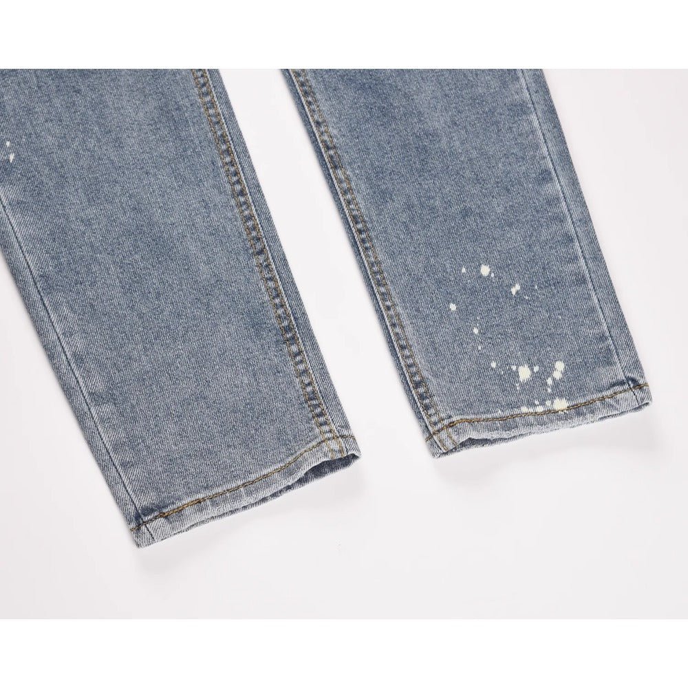 Hand-Painted Splatter Ripped Jeans - APEX MADE