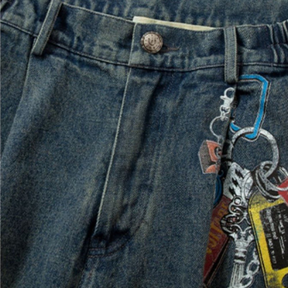 Keychain Print Camo Patchwork Jeans - APEX MADE