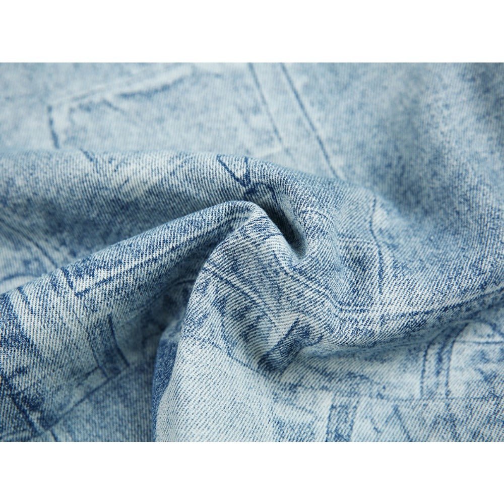 Patchwork Denim Short Sleeve Shirt - APEX MADE