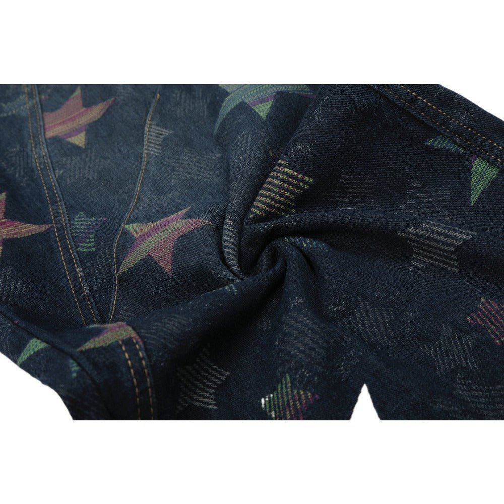 Retro Star Patterned Baggy Jeans - Thrashink