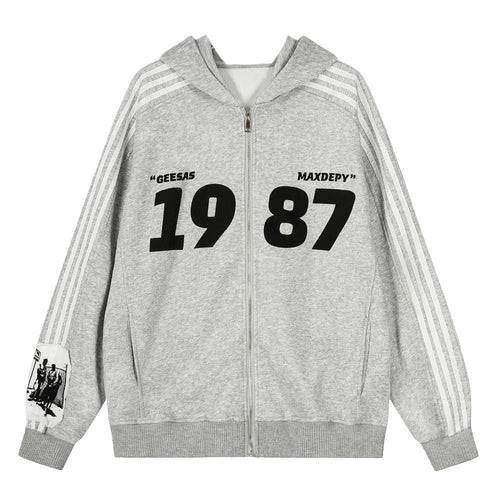 1987 Retro Three - Bar Patch Hoodies - Thrashink