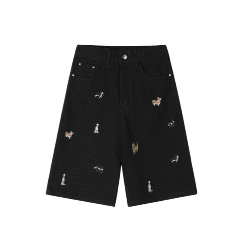 Animal Embroidery Knee Length Shorts - APEX MADE