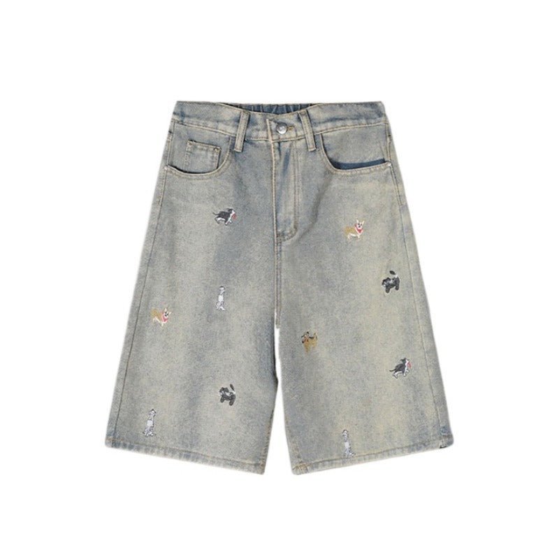 Animal Embroidery Knee Length Shorts - APEX MADE