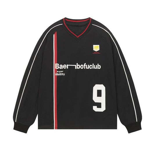 Baer Striped Number 9 Sports Sweatshirt - Thrashink