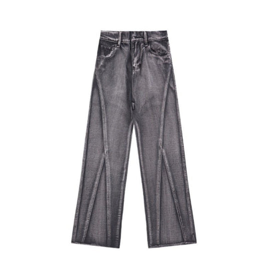 Black & Gray Straight Frayed Jeans - APEX MADE