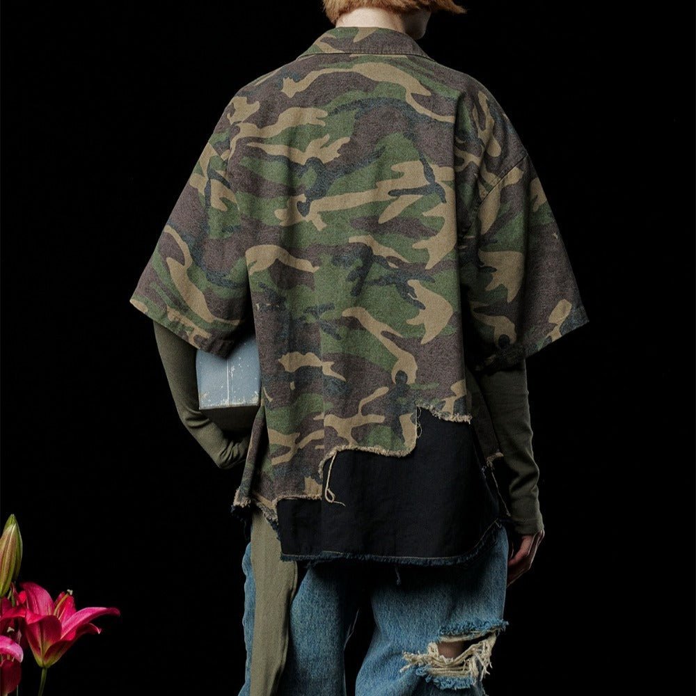 Camouflage Destroyed Patch Shirt - APEX MADE