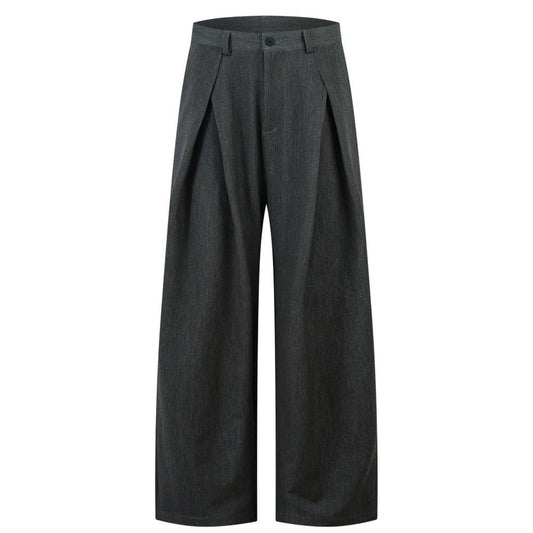 Dark Drooping Style Pleated Suit Pants - Thrashink