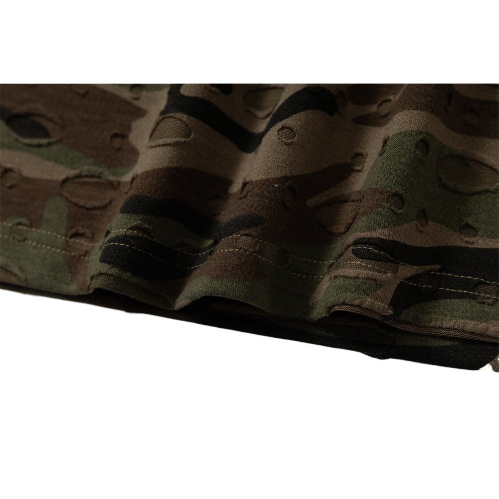 Distressed Camo Textured Sleeveless Vest - APEX MADE