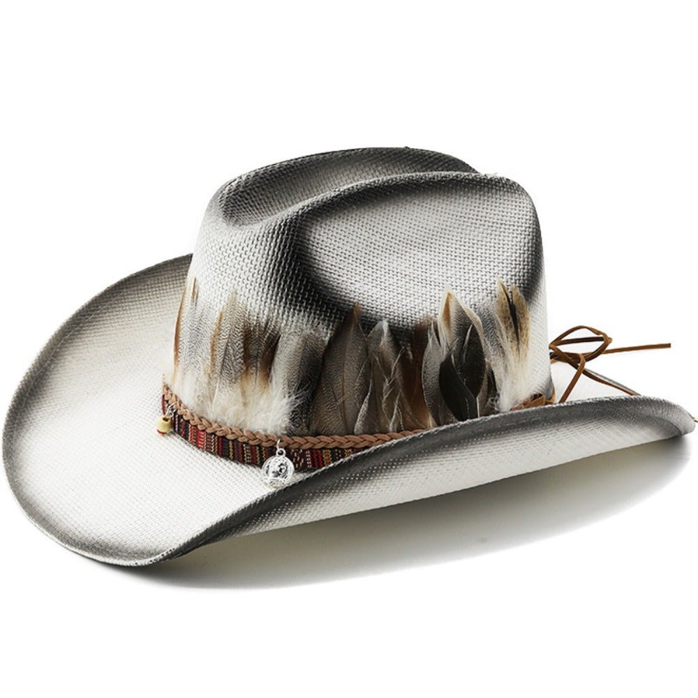 Feather Trimmed Cowboy Hat - APEX MADE