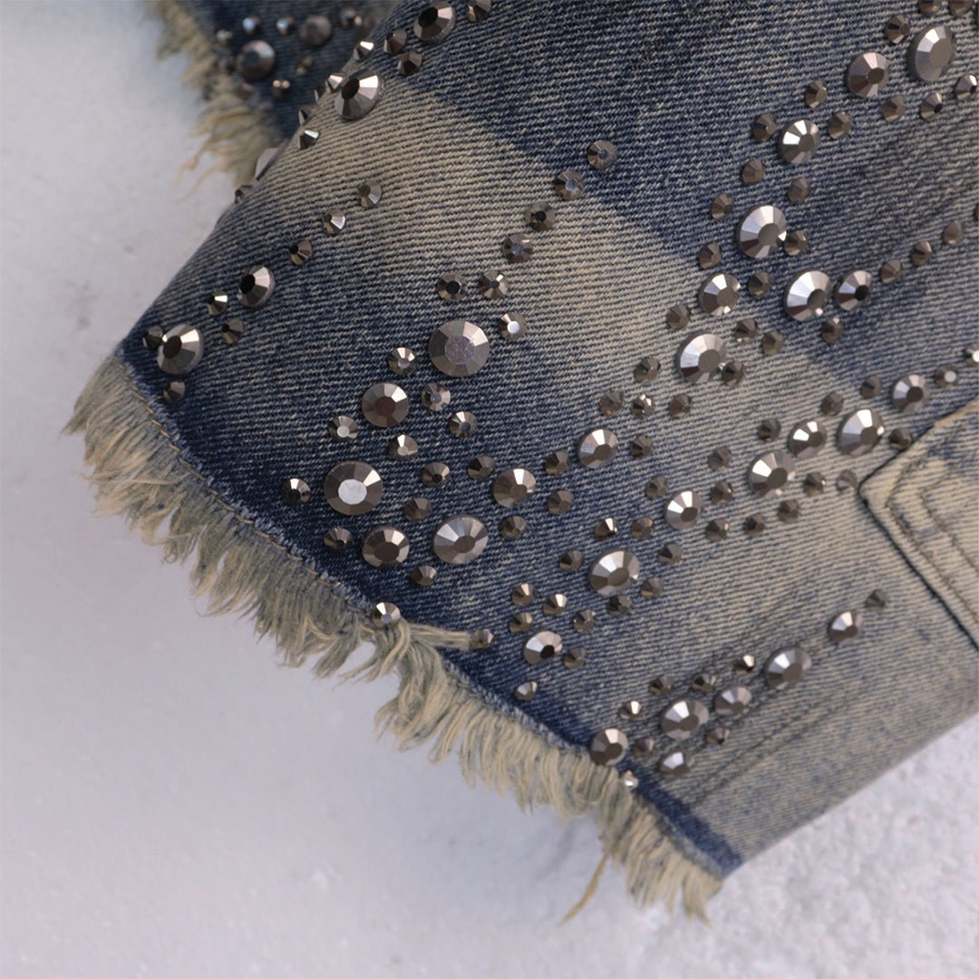 Flame Studded Denim Shorts - APEX MADE
