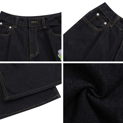 Floral Embroidered Jeans - Thrashink