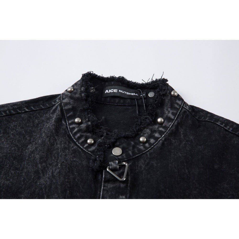 Frayed Rivet Denim Shirt - APEX MADE