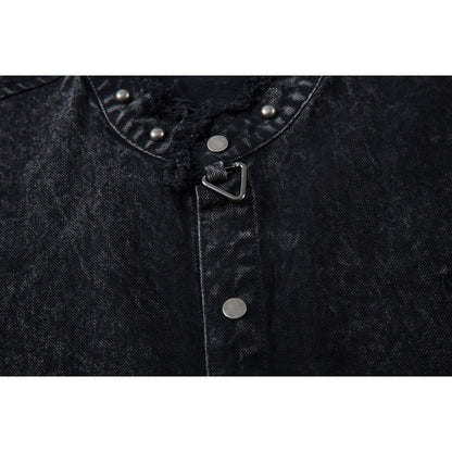 Frayed Rivet Denim Shirt - APEX MADE