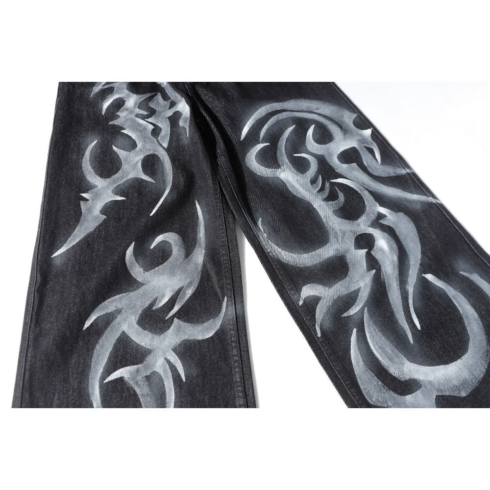 Gothic Ink Printed Jeans - APEX MADE