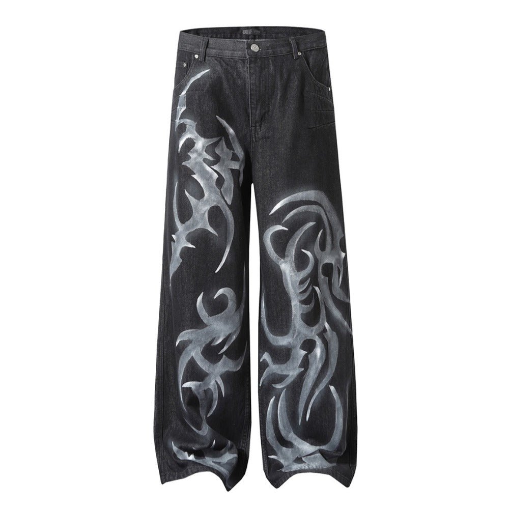 Gothic Ink Printed Jeans - APEX MADE