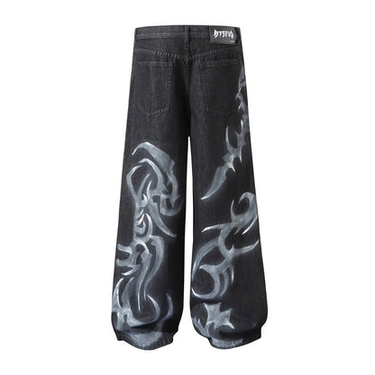 Gothic Ink Printed Jeans - APEX MADE