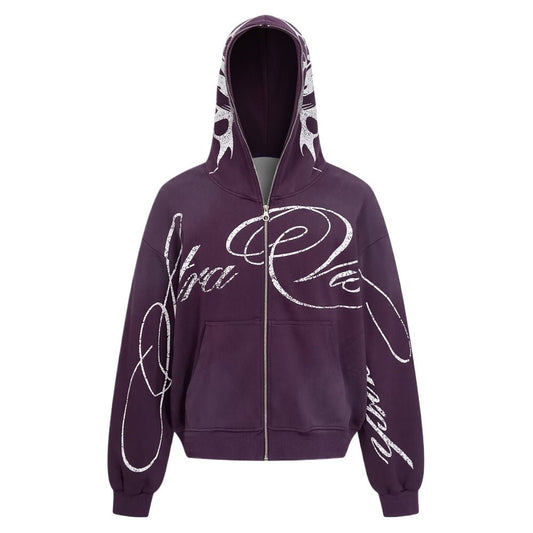 Gothic Style Graffiti Script Full - Zip Hoodie - Thrashink
