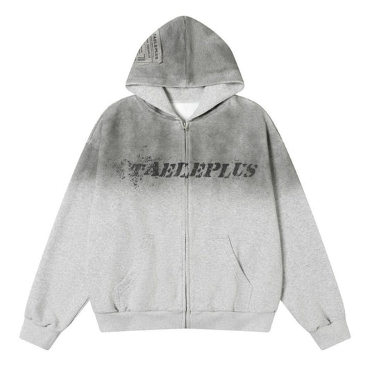 Gradient Distressed Zip-up Hoodie - APEX MADE