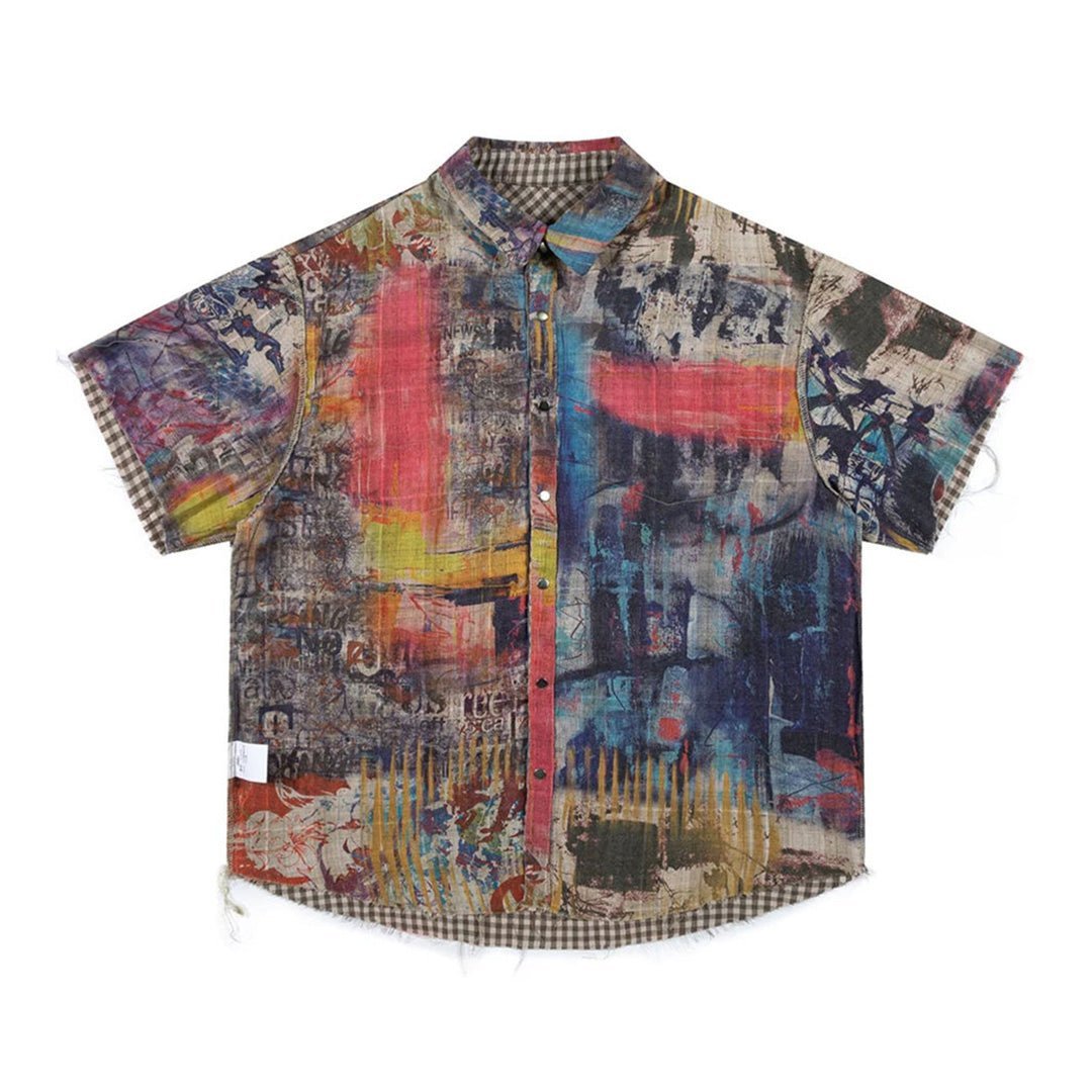 Graffiti Reversible Plaid Shirt - APEX MADE