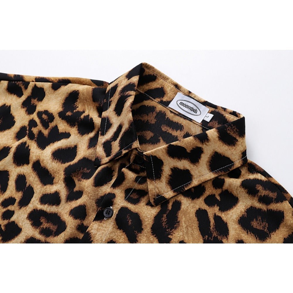 Leopard Print Short Sleeve Shirt - APEX MADE