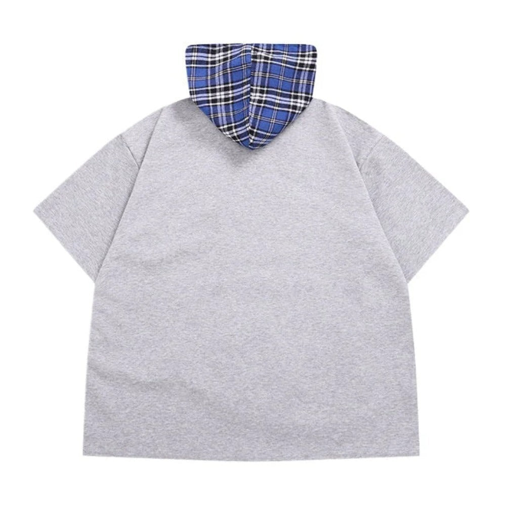 Loose Detachable Plaid Cape T-Shirt - APEX MADE