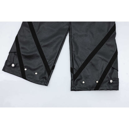 Loose Pleated Leather Cargo Pants - APEX MADE