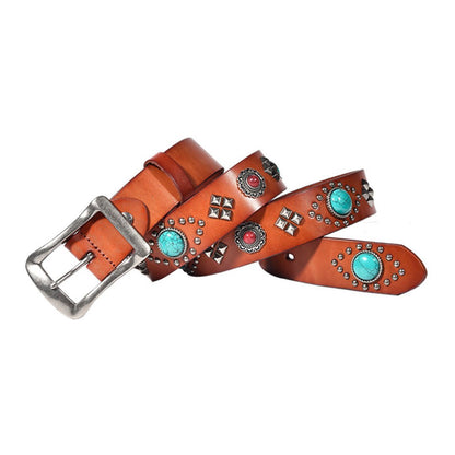 Mayari Turquoise Leather Belt - APEX MADE