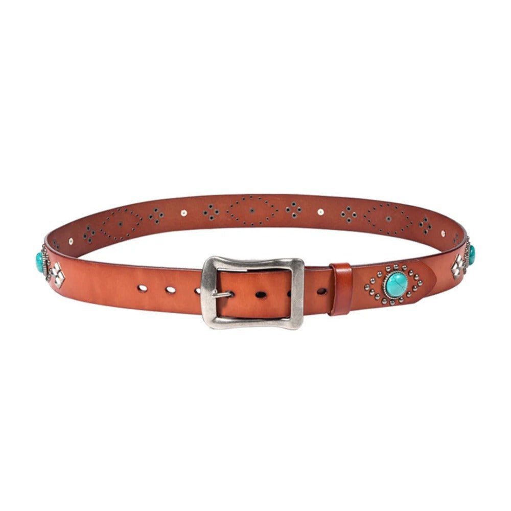 Mayari Turquoise Leather Belt - APEX MADE