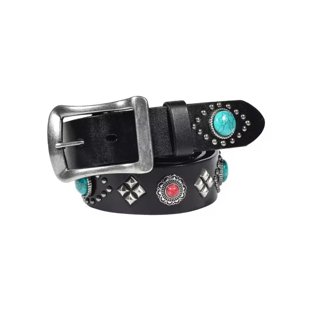 Mayari Turquoise Leather Belt - APEX MADE