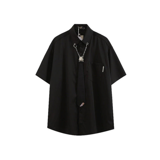 Necklace Tie Short Sleeve Shirt - APEX MADE