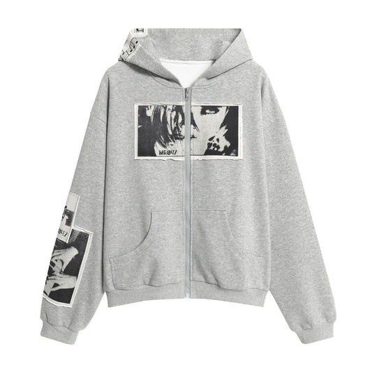 Patchwork Art Zip Hoodie - APEX MADE