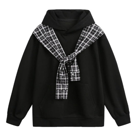 Plaid Shawl Hoodie - Thrashink