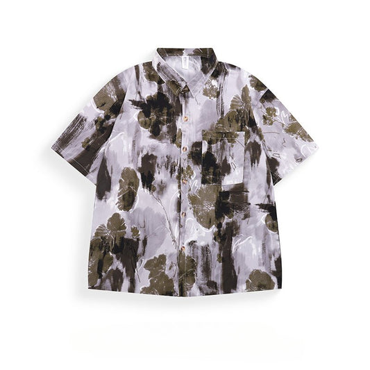 Retro Casual Ink - dyed Artistic T-Shirt - Thrashink
