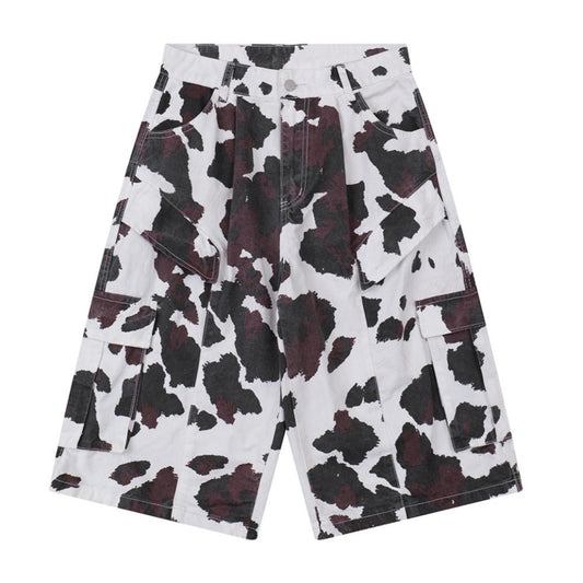Retro Cow Print Camouflage Cropped Pants - APEX MADE