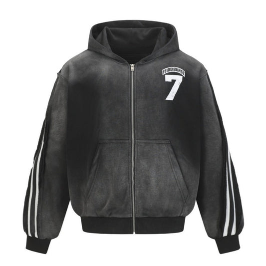 Retro Number Print Sport Hoodie - Thrashink