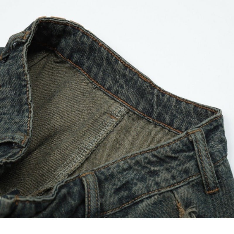 Retro Star Frayed Cargo Jeans - APEX MADE