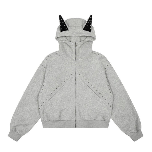 Rivet Devil Ear Hoodie - Thrashink