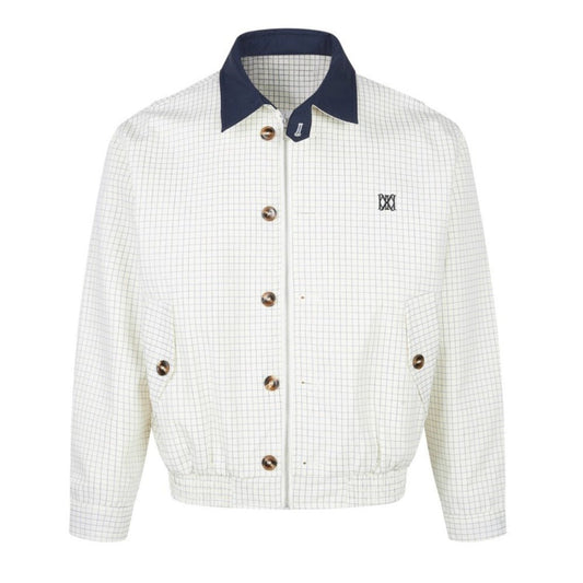 Simple Contrast Collar Plaid Jacket - Thrashink