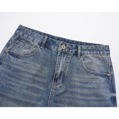 Simple Washed Distressed Jeans - APEX MADE