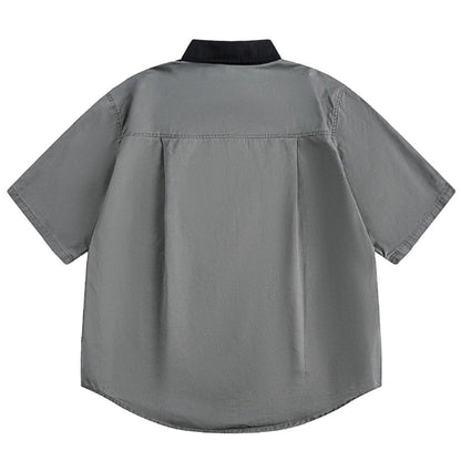 Simple Washed Workwear Shirt - Thrashink