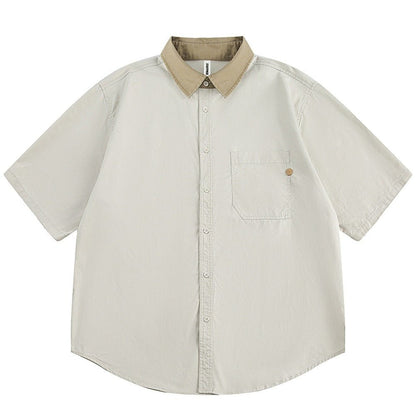 Simple Washed Workwear Shirt - Thrashink