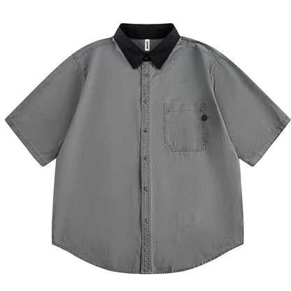 Simple Washed Workwear Shirt - Thrashink