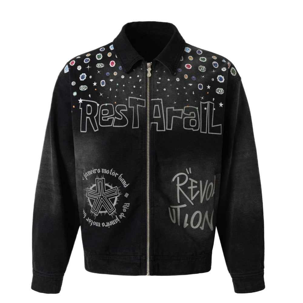 Spray Dyed Ombre Jewel Print Jacket - APEX MADE