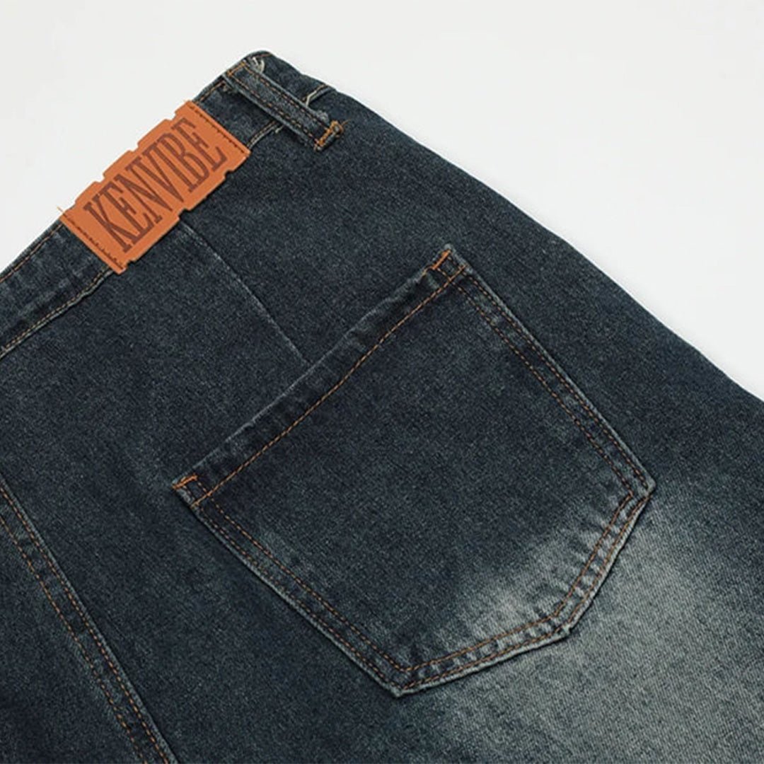 Star Frayed Patch Bermuda Denim Shorts - APEX MADE