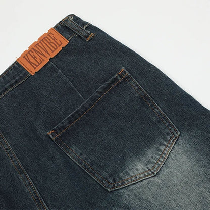 Star Frayed Patch Bermuda Denim Shorts - APEX MADE