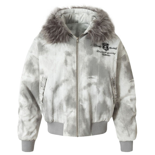 Street Hooded Fur Collar Bomber Cotton Jacket - Thrashink