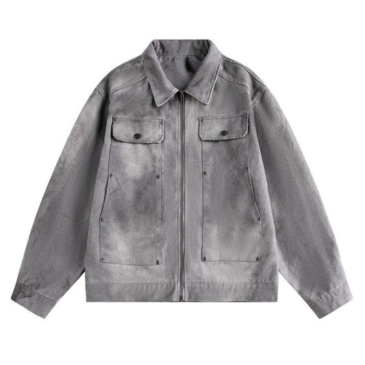 Tie - dyed Pocket Decoration Chore Jacket - Thrashink