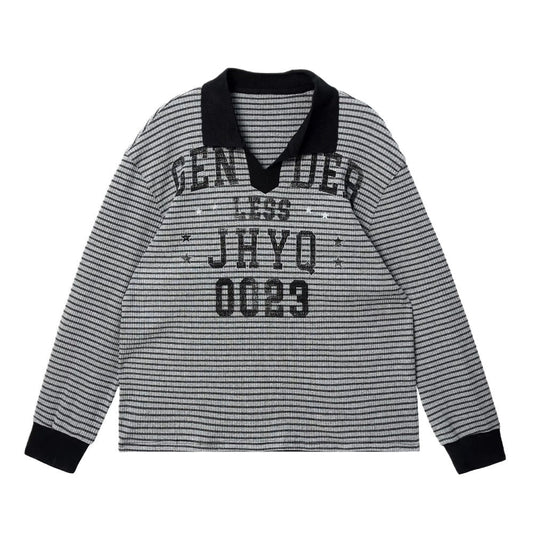 V - Polo Stripe Graphic Sweatshirt - Thrashink